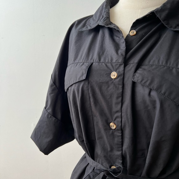 MODERN CITIZEN James Open Back Short Sleeve Black Button Down Shirt 1X - Picture 5 of 10
